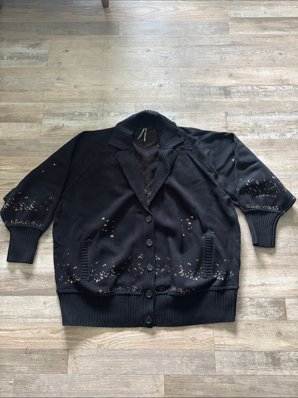 Anthropologie Black Button-Front Shawl Collar Cardigan Jacket